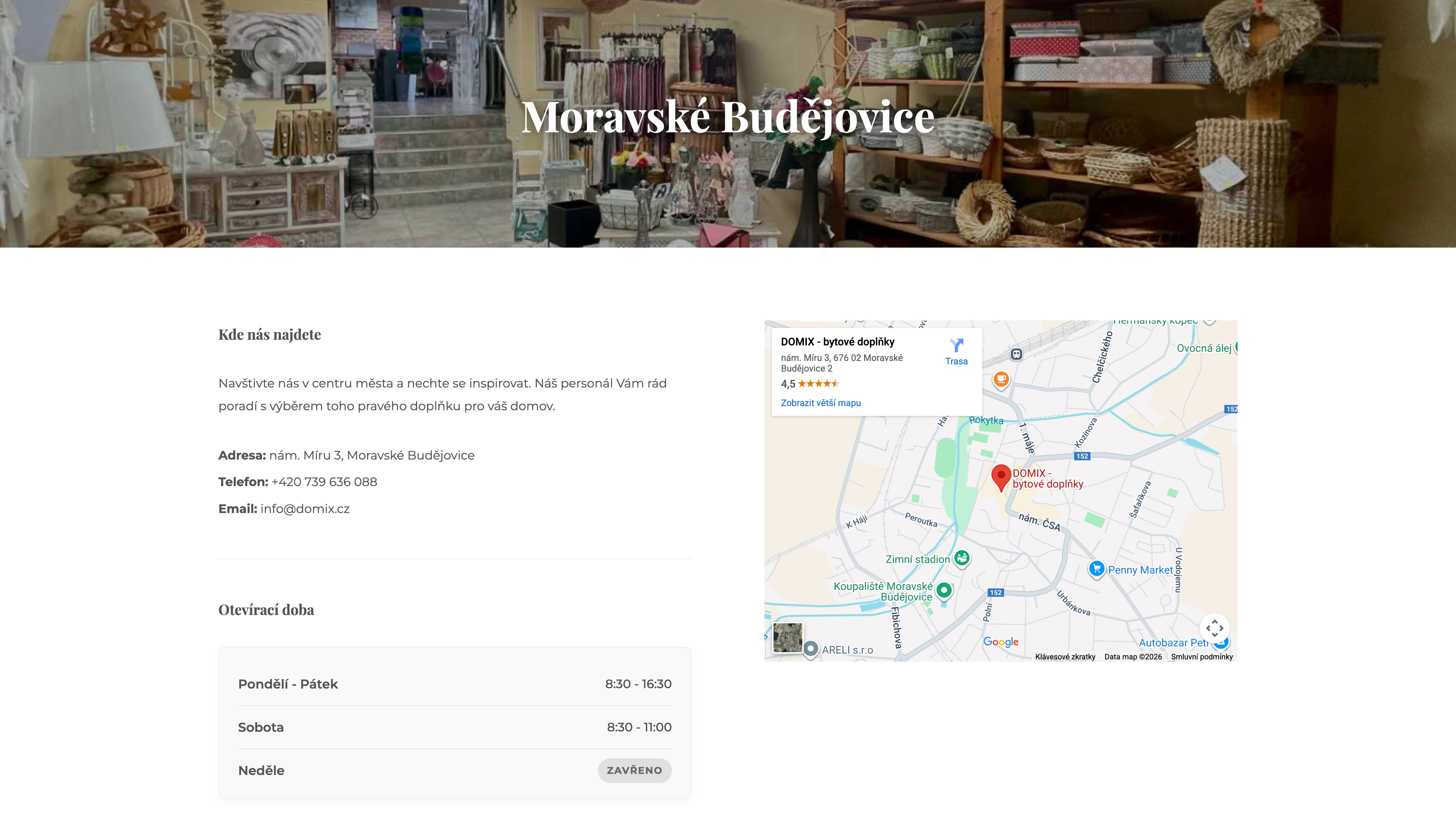 Domix stránka prodejny